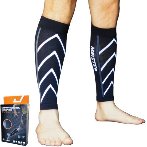 Meister Graduated 20-25mmHg Compression Running Leg Sleeves for Shin Splints (Pair) - Black - Medium - Image 4
