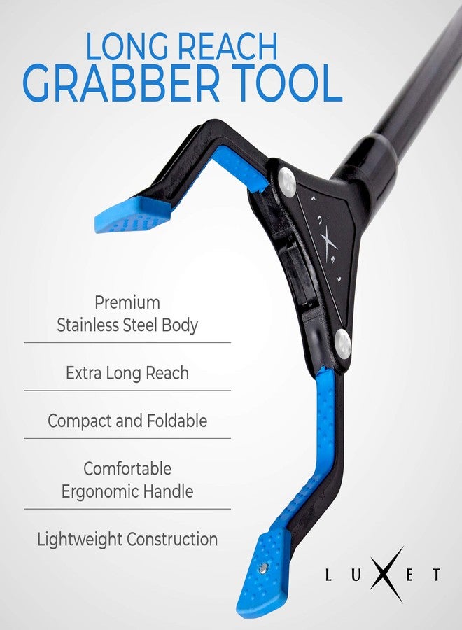 Luxet Grabber Reacher Tool - 26" Steel Portable Pick Up Stick - Strong Grip Magnetic Tip for Store Shelves Lightweight Garbage Litter Trash Picker Claw Grabber Tool for Elderly - by Luxet (Blue) - Image 4