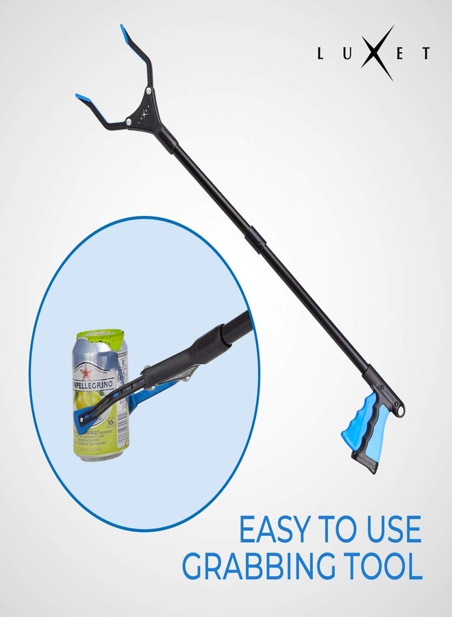 Luxet Grabber Reacher Tool - 26" Steel Portable Pick Up Stick - Strong Grip Magnetic Tip for Store Shelves Lightweight Garbage Litter Trash Picker Claw Grabber Tool for Elderly - by Luxet (Blue) - Image 3