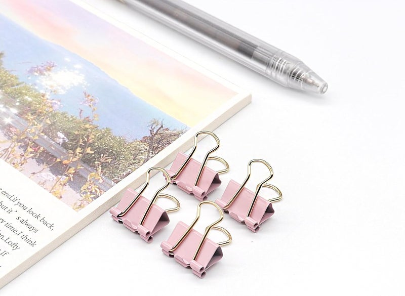 YCVIORING Mini Binder Clips, 100 Pack, Light Pink, 15mm (5/8 inch), Office, Home, School, Crafts, Tempered Steel, Modern Style - Image 3