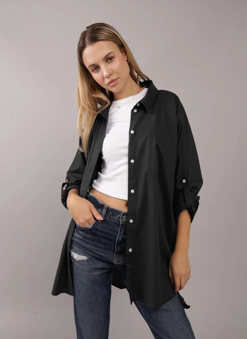 امريكان ايجل Pocket Detail Button Down Oversized Shirt