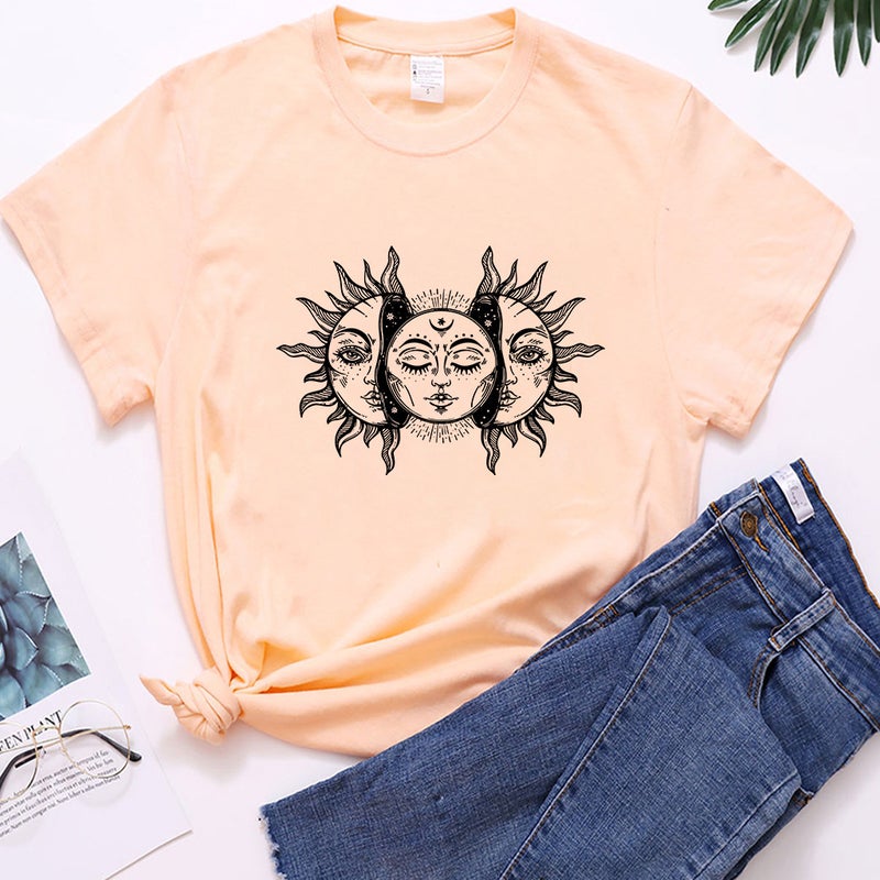 Helios Art Printed in stock Crewneck T-Shirt Cross-border plus size European and American Men's and Women's Trendy Short Sleeve - Image 1