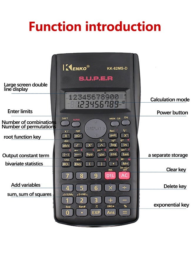 Scientific Calculator 240 Functions 2-Line 10+2 Digits Written Display - Ideal for Students and Teachers, Black - pzsku/Z3E7E17E23488B565BFE0Z/45/_/1736679756/27149e7f-5eba-43bf-86db-d7705c483f04