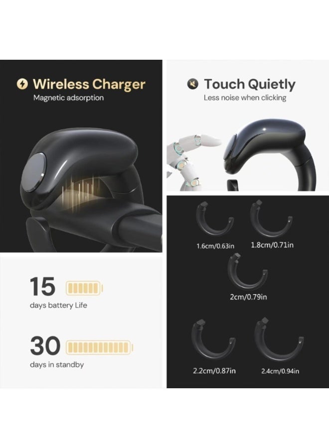 خاتم التسبيح الذكي Tasbih Zikr، خاتم تسبيح قابل للتعديل مع عداد أصابع بخمسة أحجام (16/18/20/22/24 مم)، خاتم تذكير بالصلاة مع عداد رقمي مدعوم بتطبيق، خاتم تسبيح مقاوم للماء بأربعة أرقام للمسلمين (أسود) - Image 5