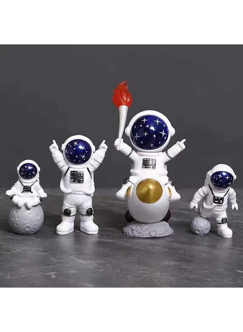 Bluejw 6-Piece Astronaut Figurine Statue Set Astronaut Figure Sculpture For Desktop And Tabletop Decor Resin Spaceman Planet Desk Ornament For Outer Space Themed Bedroom Decor Cake Toppers Decoration Model Set - Image 5