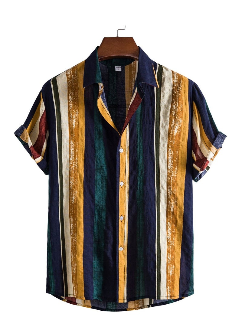 Summer new floral men's casual short-sleeved floral shirt  - Image 1