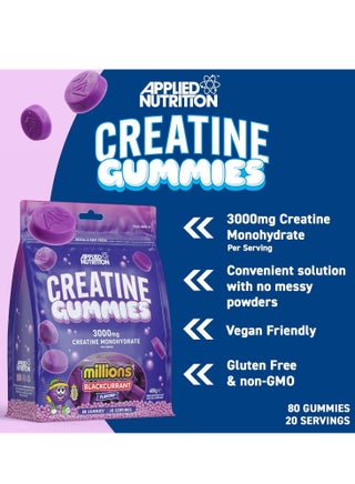 Applied Nutrition Creatine Gummies – 3000mg Creatine Monohydrate per Serving, 80 Vegan Gummies, (Blackcurrant Millions) Supports Muscle Strength & Performance - view 3