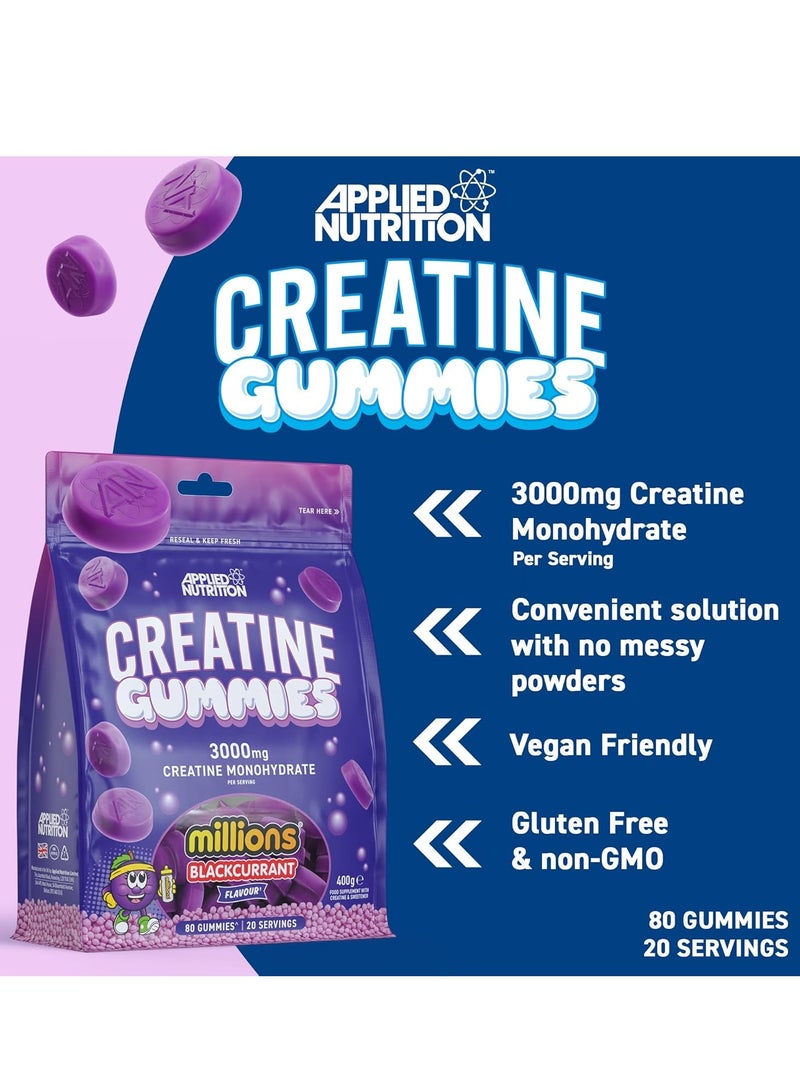 Applied Nutrition Creatine Gummies – 3000mg Creatine Monohydrate per Serving, 80 Vegan Gummies, (Blackcurrant Millions) Supports Muscle Strength & Performance - Image 3