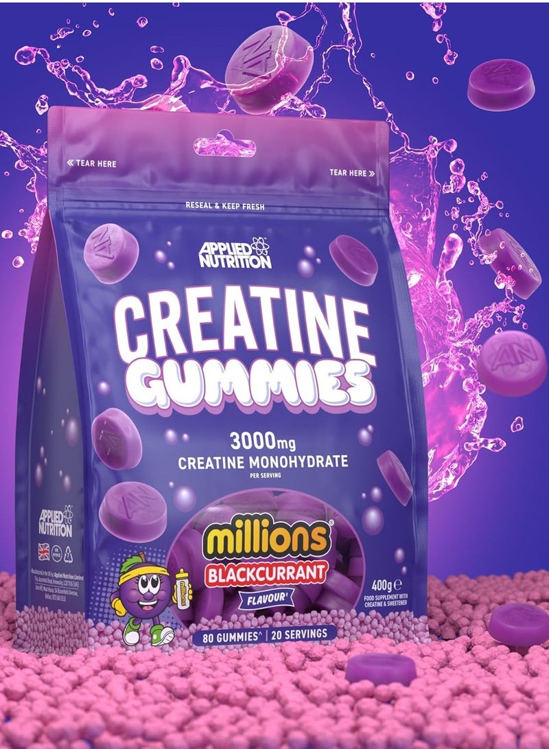 Applied Nutrition Creatine Gummies – 3000mg Creatine Monohydrate per Serving, 80 Vegan Gummies, (Blackcurrant Millions) Supports Muscle Strength & Performance - Image 4