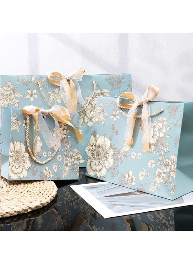 حقيبة هدايا رمضان 18 × 10 × 16 سم، طقم من 20 قطعة من أكياس الهدايا الملونة بنقوش الزهور، حقيبة هدايا ورقية محمولة لأكياس الهدايا صغيرة الحجم، حقائب عيد ميلاد الأم، حفلات الزفاف - Image 3