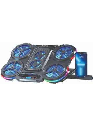 مبرد لابتوب ICE08 – شاشة LCD مع إضاءة RGB وتحكم كامل