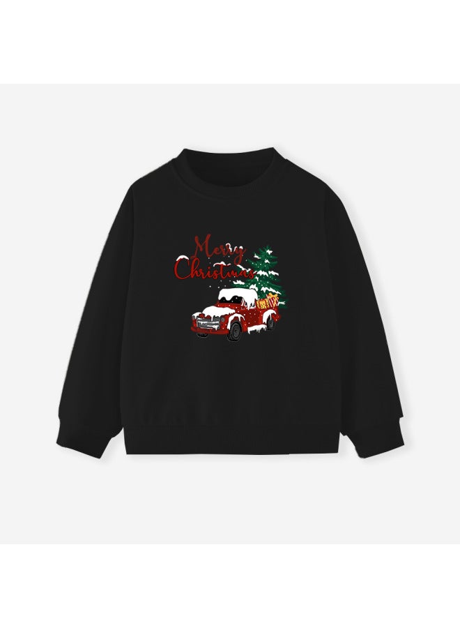 Little Bitty Children's Autumn Style Sweatshirt Knitted New Christmas Round Neck Long Sleeve Car Print Clothing - Image 1