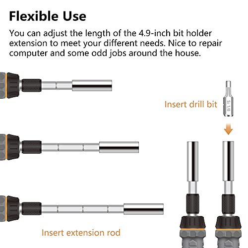 MulWark 63PC Magnetic Ratcheting Screwdriver Bit Set - Multibit Screw Driver with Screwdriver Bits Including Slotted, Torx, Hex, Pozi, Philips, Square; Nut Driver Set for SAE and Metric - Image 4