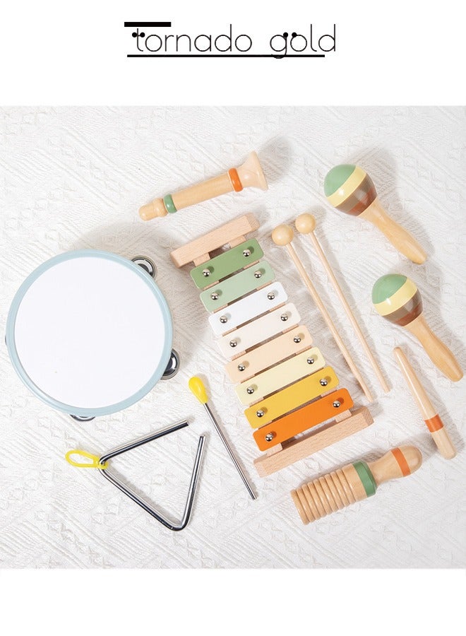 تورنيدو جولد مجموعة الآلات الموسيقية الخشبية للتعليم المبكر للأطفال -هزاز الطبول هورن اليدوي ومجموعة آلات القرع الموسيقية - Image 3