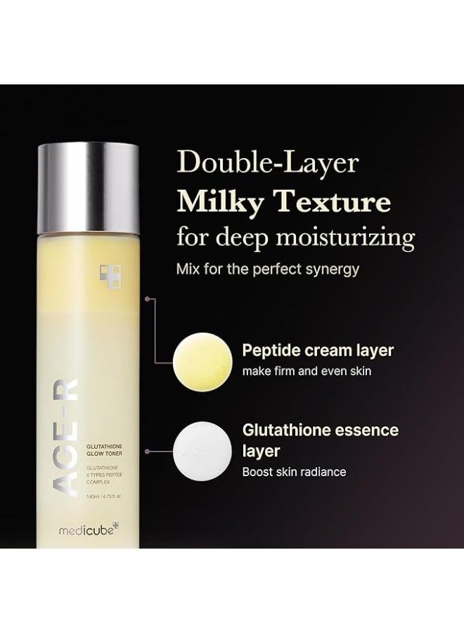 Medicube Age-R Glutathione Glow Milky Toner 140ml, Double Layer Brightening Toner with Glutathione & Peptides for Radiant Glass Skin, Low-Irritation Hydrating Toner for Even Skin Tone & Lasting Glow - Image 3