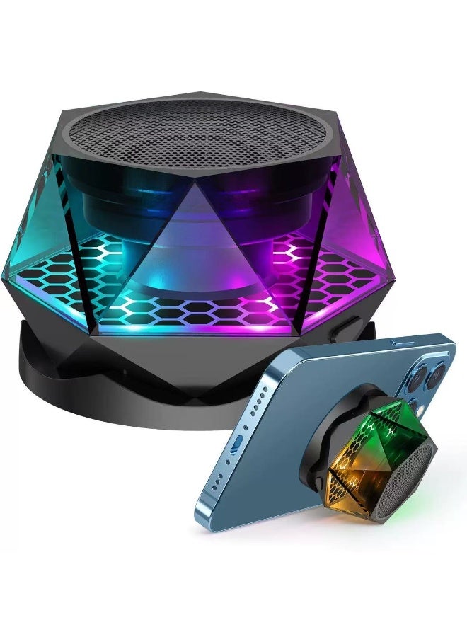 Wireless Portable RGB Bluetooth Speaker: Magnetic Diamond Mini Subwoofer – Creative with Phone Stand - Image 1