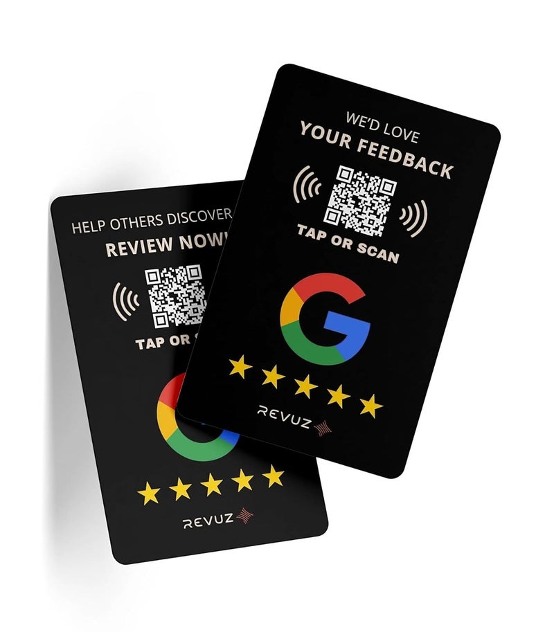 REVUZ Online Review Card Black – Equipped with NFC Chip and QR Code, Instant Activation with Your Business Page Link, Tap or Scan to Access, Standard Size (86x54mm) - Image 2