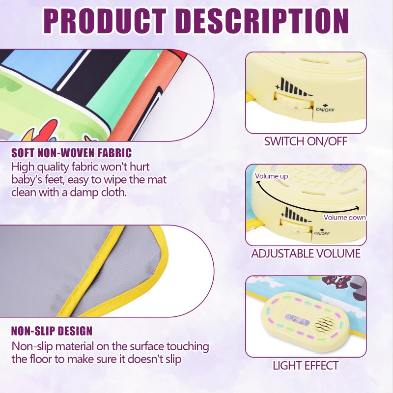 Mfcir Toddler Toys Farm Animals Piano Mat, Baby Musical Floor Carpet Play mat for Kids,Sensory Educational Learning Dancing Keyboard,Touch Blanket Xmas Christmas Birthday Gift for 1-5 Year Old Girl boy - Image 3