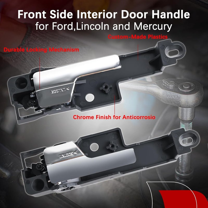 FAERSI Inside Interior Door Handle Front Driver & Passenger Side Replacement for 2006 2007 2008 2009 2010 2011 2012 Ford Fusion, 07-11 Lincoln MKZ & Mercury Milan 06 Zephyr 6E5Z5422601A, 6E5Z5422600AA - Image 2