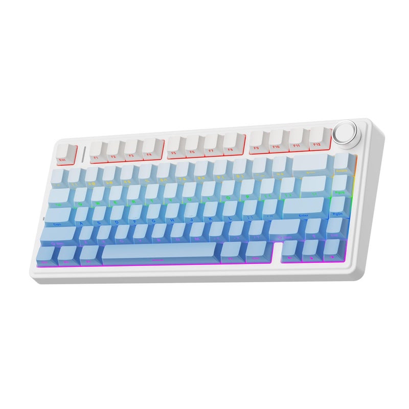 AULA F75 Gasket Mechanical Keyboard 75% Wireless Hot Swappable Gaming Keyboard with Five-Layer Padding, BT/2.4GHz/USB-C, RGB (Blue Gradient) - Image 1