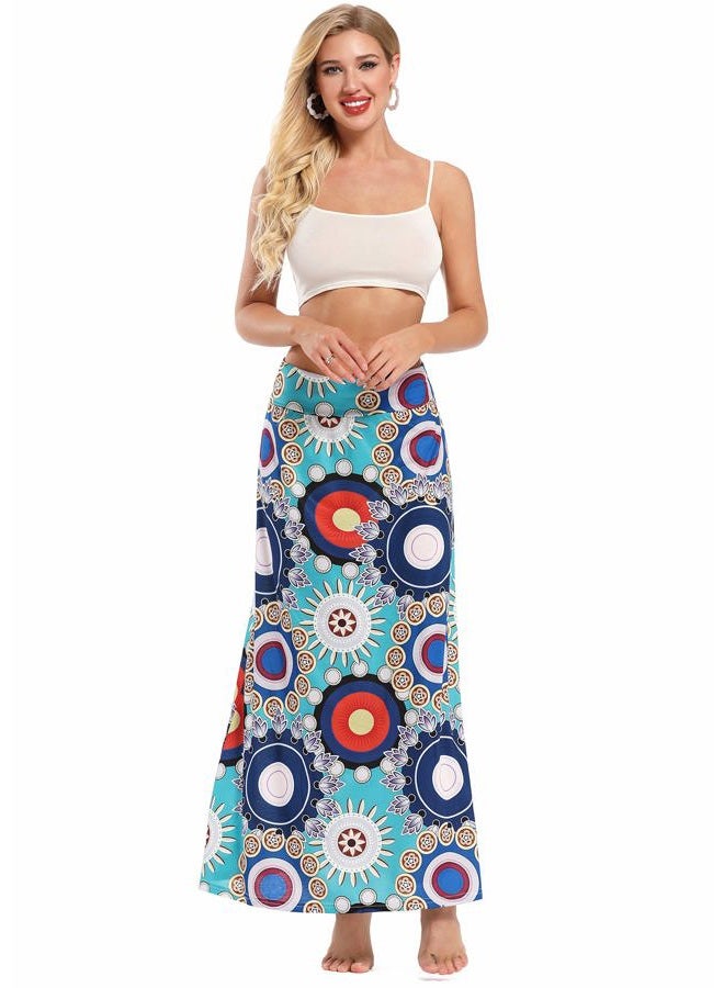 Yinggeli Women's Bohemian Print Long Maxi Skirt, C-flower, XL - Image 3