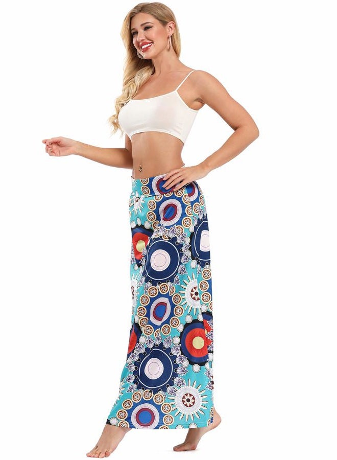 Yinggeli Women's Bohemian Print Long Maxi Skirt, C-flower, XL - Image 5