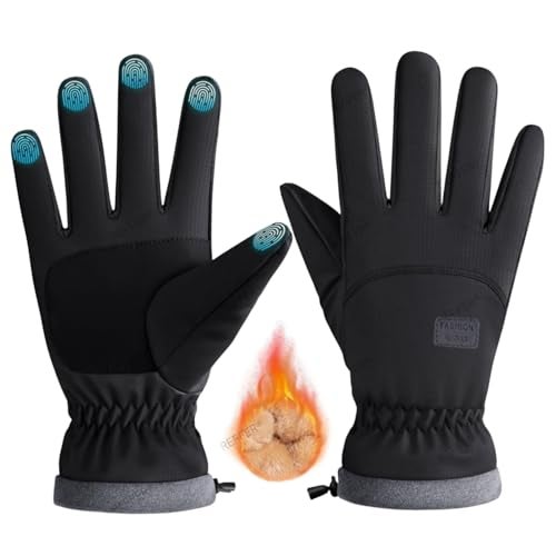 REFFER Winter Gloves for Men and Women, Full Hand Touchscreen Winter Gloves, Warm Gloves Cold Weather Gloves Snow Ski Gloves Windproof, Water Splash-Proof Anti-Slip (Black, One Size) - Image 1