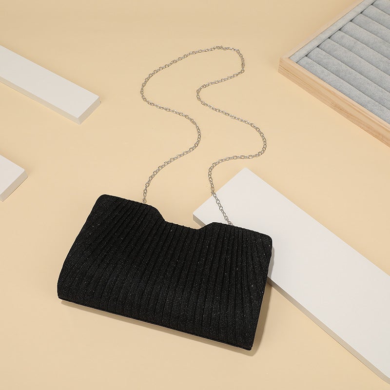 Carefully Selected Fashionable And High-End Evening Bags, Light Luxury Vertical Striped Chain Bags, Simple Clutch Bags, Underarm Bags For Women - Image 1