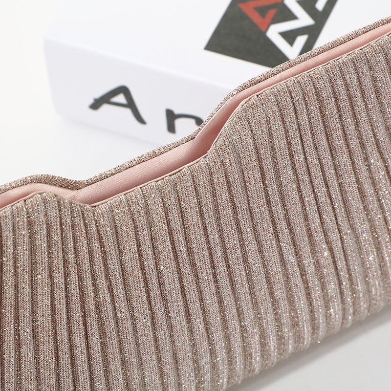 Carefully Selected Fashionable And High-End Evening Bags, Light Luxury Vertical Striped Chain Bags, Simple Clutch Bags, Underarm Bags For Women - Image 3
