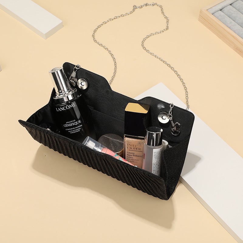 Carefully Selected Fashionable And High-End Evening Bags, Light Luxury Vertical Striped Chain Bags, Simple Clutch Bags, Underarm Bags For Women - Image 5