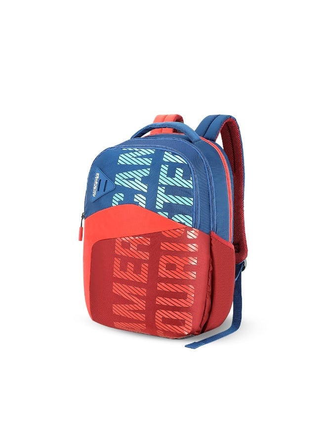 American Tourister Fizz Style 4, 31L Volume College 4 Compartment Backpack with Front Organizer and Spacious Interiors for Unisex - Blue/Red - Image 1