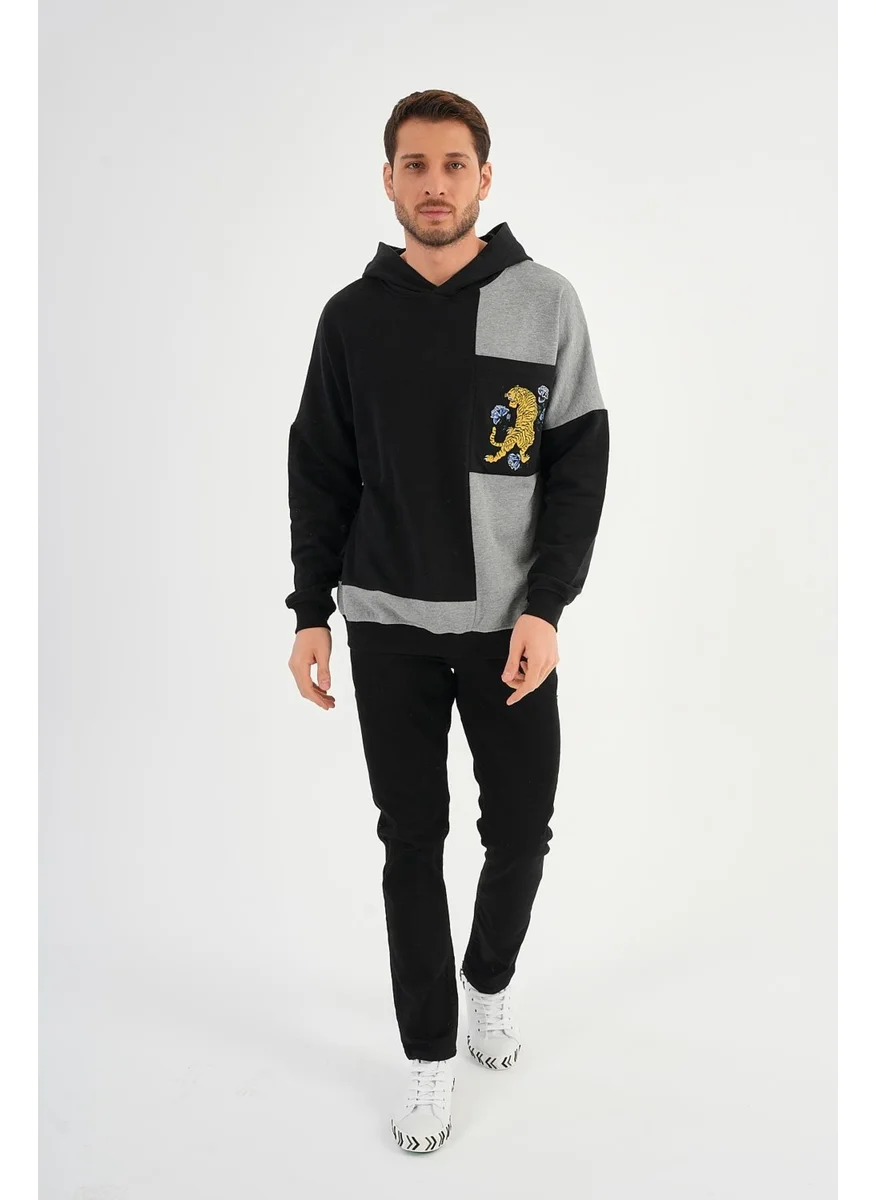 الكسندر جاردي Oversize Color Block Hoodie Sweatshirt (E20-152703)