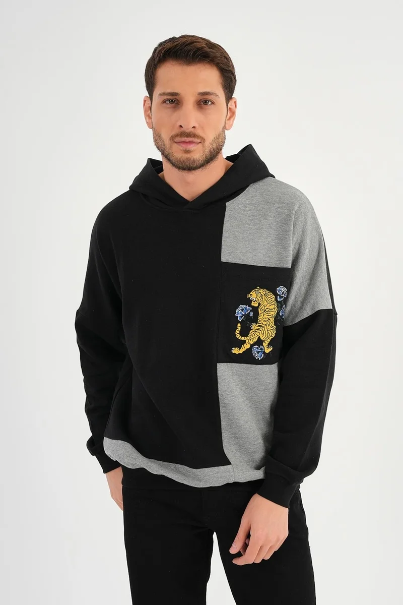 الكسندر جاردي Oversize Color Block Hoodie Sweatshirt (E20-152703)