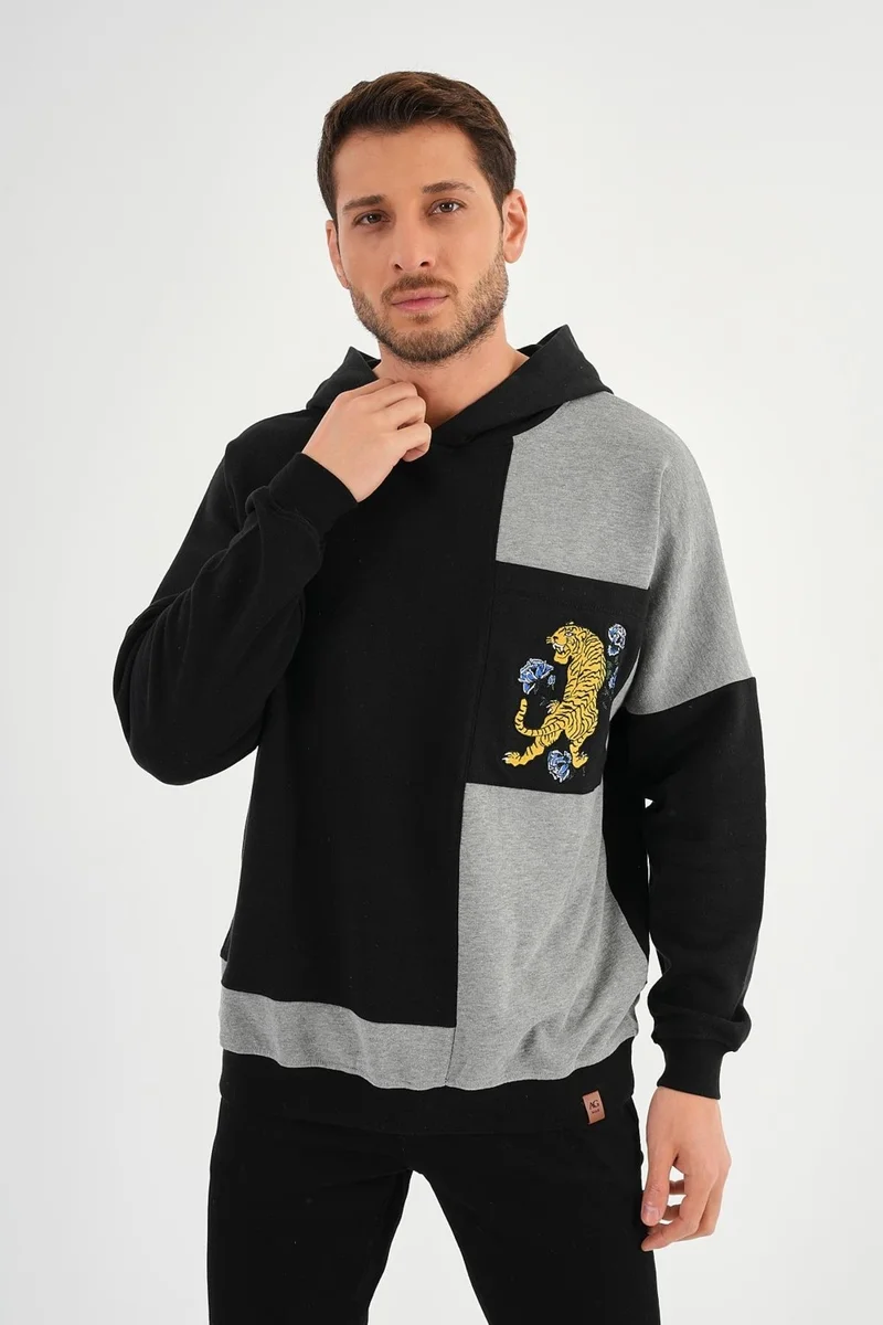 الكسندر جاردي Oversize Color Block Hoodie Sweatshirt (E20-152703)