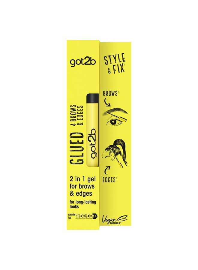 Glued for Brows & Edges 2 in 1 Wand Eyebrow Gel, 72hr Hold, No White Residue or Stickness, Vegan, Silicone Free, Alcohol Free, 16 ml