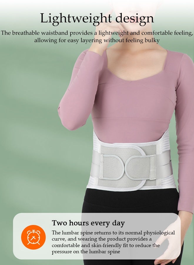 DUNISO Adjustable Lumbar Support Belt，Back Brace Lumbar Support Belt，Waist Support Belt for Lower Back Pain Relief， Ergonomic Design，Comfortable and Breathable，for Herniated Disc, Sciatica, Scoliosis，L,Grey  - Image 4