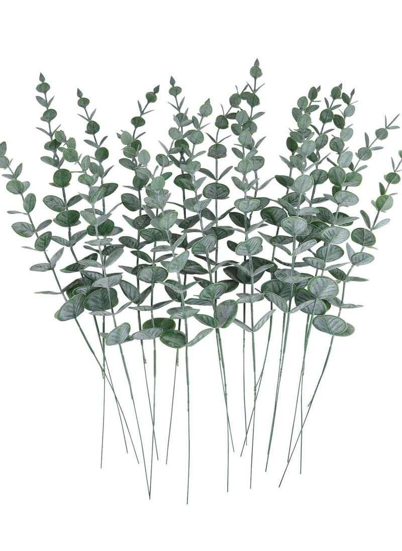 Generic Eucalyptus Leaves 20pcs Artificial Stems Real Grey, Green Touch Branches for Home Office Centerpiece Wedding Banquet Flower Arrangement Decoration  - Image 1