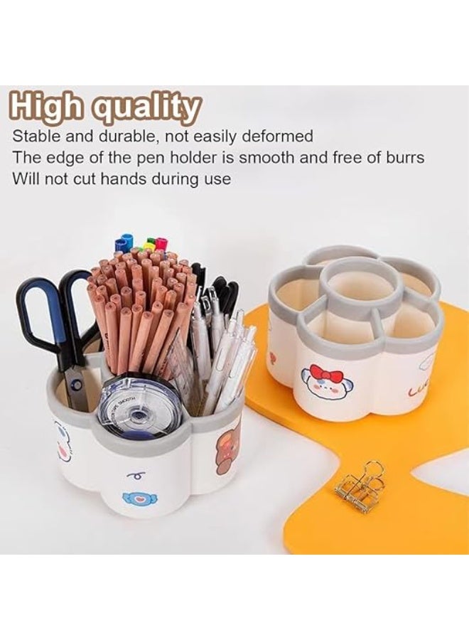 Spaceshoop Organizer Desk for Children Pencil Holder Organizer Desk -360° Rotating Pen Holder with 6 Holes for Office, School (Comes with Extra Stickers)  - Image 4
