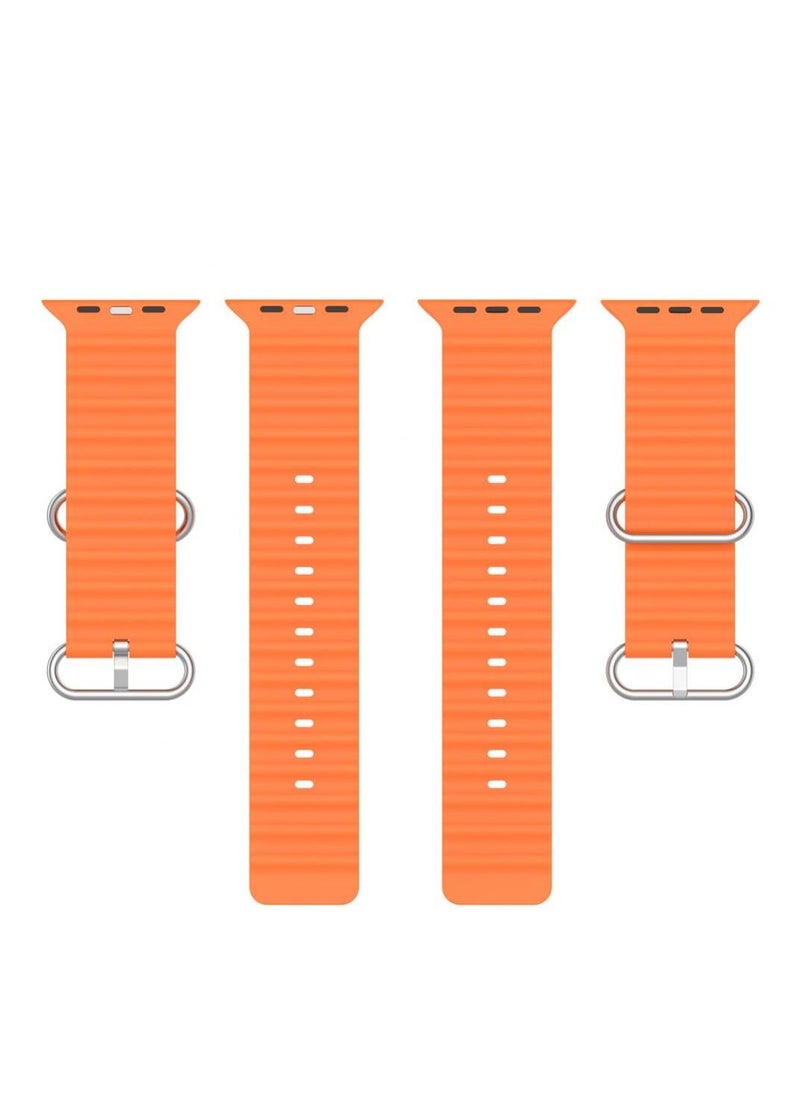 Replacement Apple Watch Ultra Ocean Silicone Band Strap Compatible with 46mm/45mm/44mm/49mm for All Series Orange
