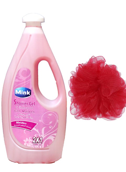 Mink Shower Gel & Shampoo With Maidan French Perfumes - 1400 Ml + Lofa Multi Color