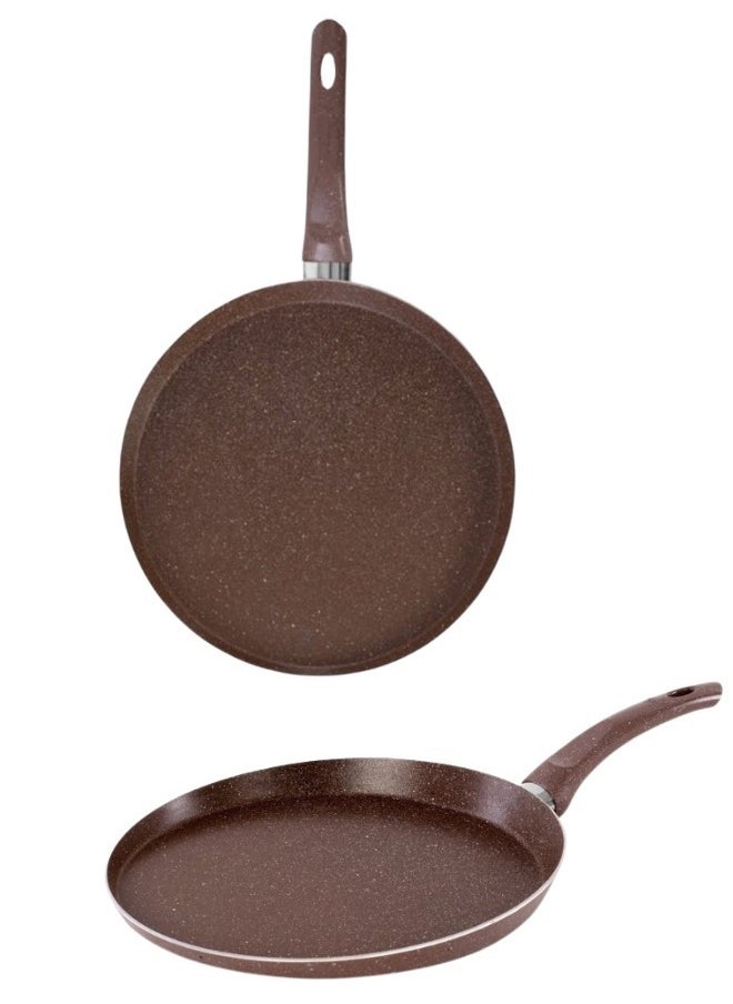 Happy Home - Non-Stick Flat Crepe Pan with Long Handle Durable and Stylish Cookware (32Cm- Brown) - Image 1