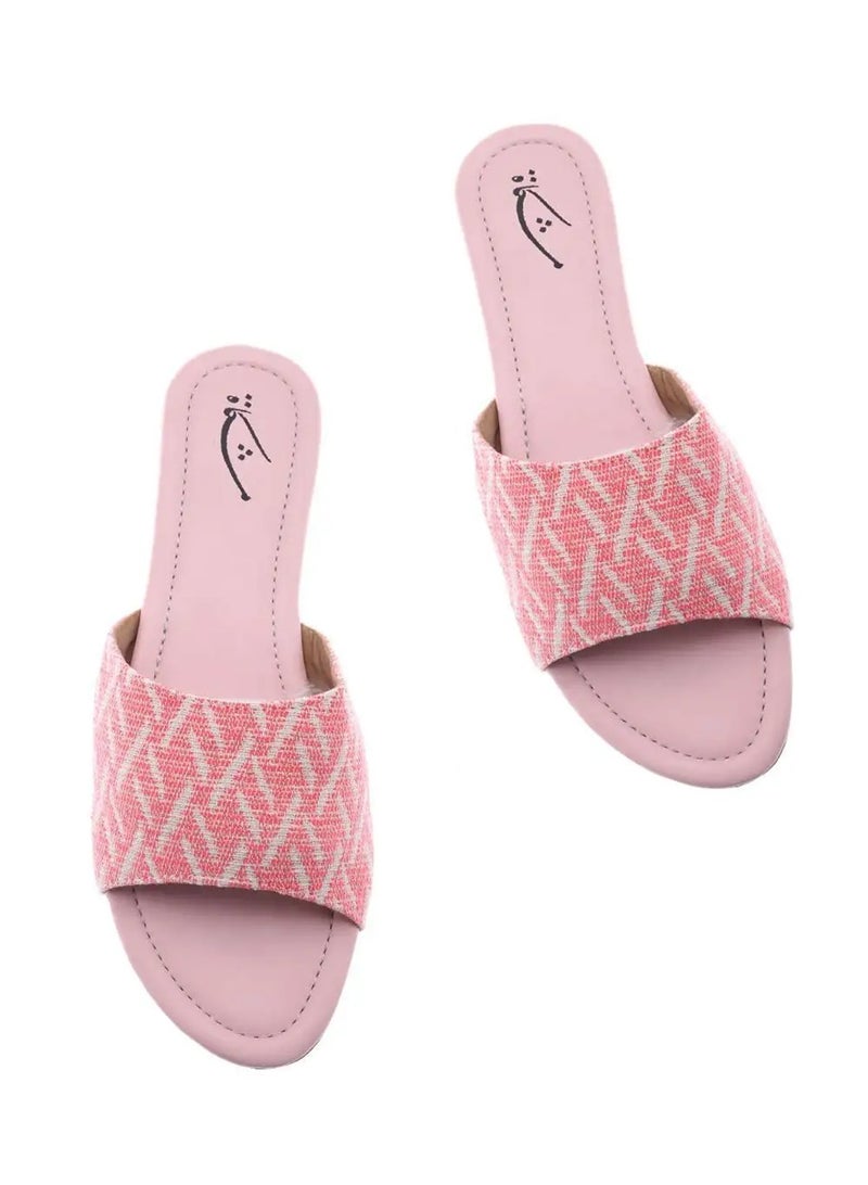 Mishkat Summer Babouche Slipper for Women (Pink & White) - Image 2
