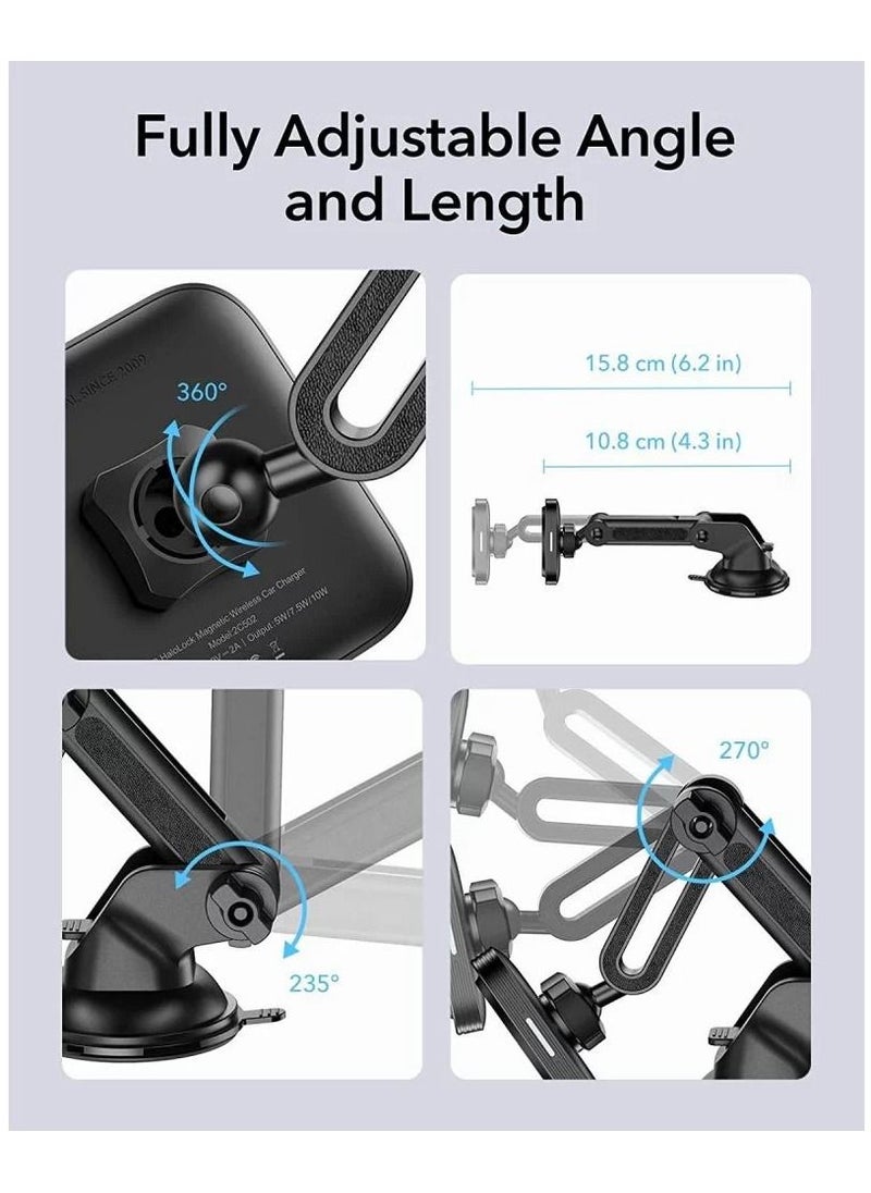 Halo Lock Dashboard Magnetic Wireless Charger Compatible with Mag Safe Car Charger Windshield Car Mount Compatible with Iphone 14-13 & 12 Series Black - pzsku/Z3E7EE5E4E7EC05F19003Z/45/_/1676829896/4d7a842c-6f64-4672-96fd-b3527468c79d