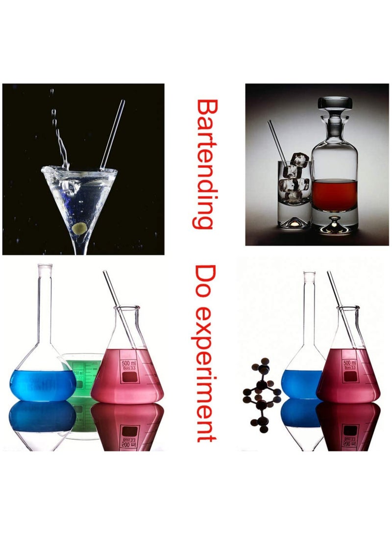 SYOSI 8 قطع من قضبان التحريك الزجاجية ذات الطرفين المستديرين بطول 12 بوصة وقطر 7 مم لمطبخ المختبر والتعليم العلمي وتحريك المشروبات الساخنة والباردة والكوكتيلات - Image 4