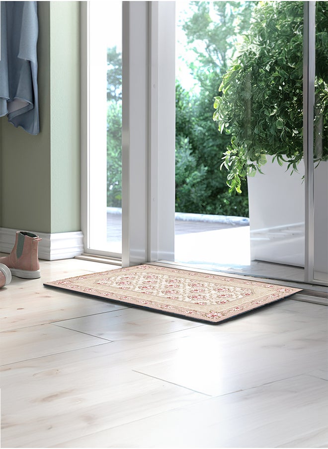 In-House Soft Velvet Turkish Rectangular Door & Bath Mat - Pink - 60x40 cm  - Image 2