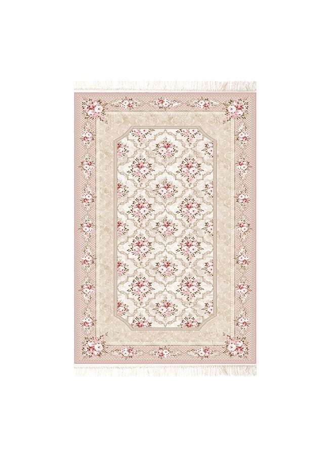 In-House Soft Velvet Turkish Rectangular Door & Bath Mat - Pink - 60x40 cm  - Image 4