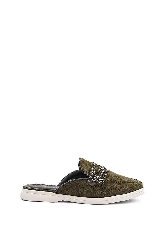 Womens suede mule loafers