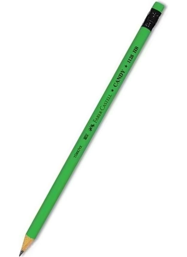 FABER-CASTELL - Pencil with Eraser 4 Pieces Candy Hb Black Pencil with Eraser Neon Patterned Hb Pencil - Image 1
