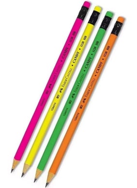 Pencil with Eraser 4 Pieces Candy Hb Black Pencil with Eraser Neon Patterned Hb Pencil