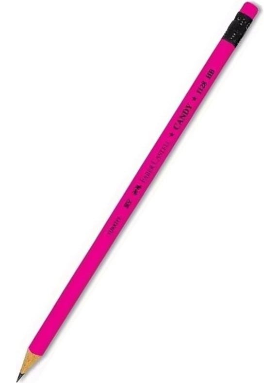 FABER-CASTELL - Pencil with Eraser 4 Pieces Candy Hb Black Pencil with Eraser Neon Patterned Hb Pencil - Image 1